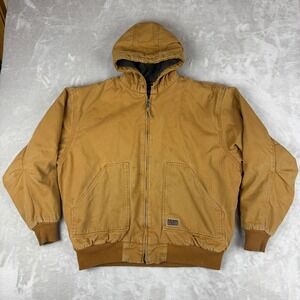 VTG Walls Hooded Work Jacket Mens 2XL Zero-Zone Utility Canvas Fleece Lined Y2K